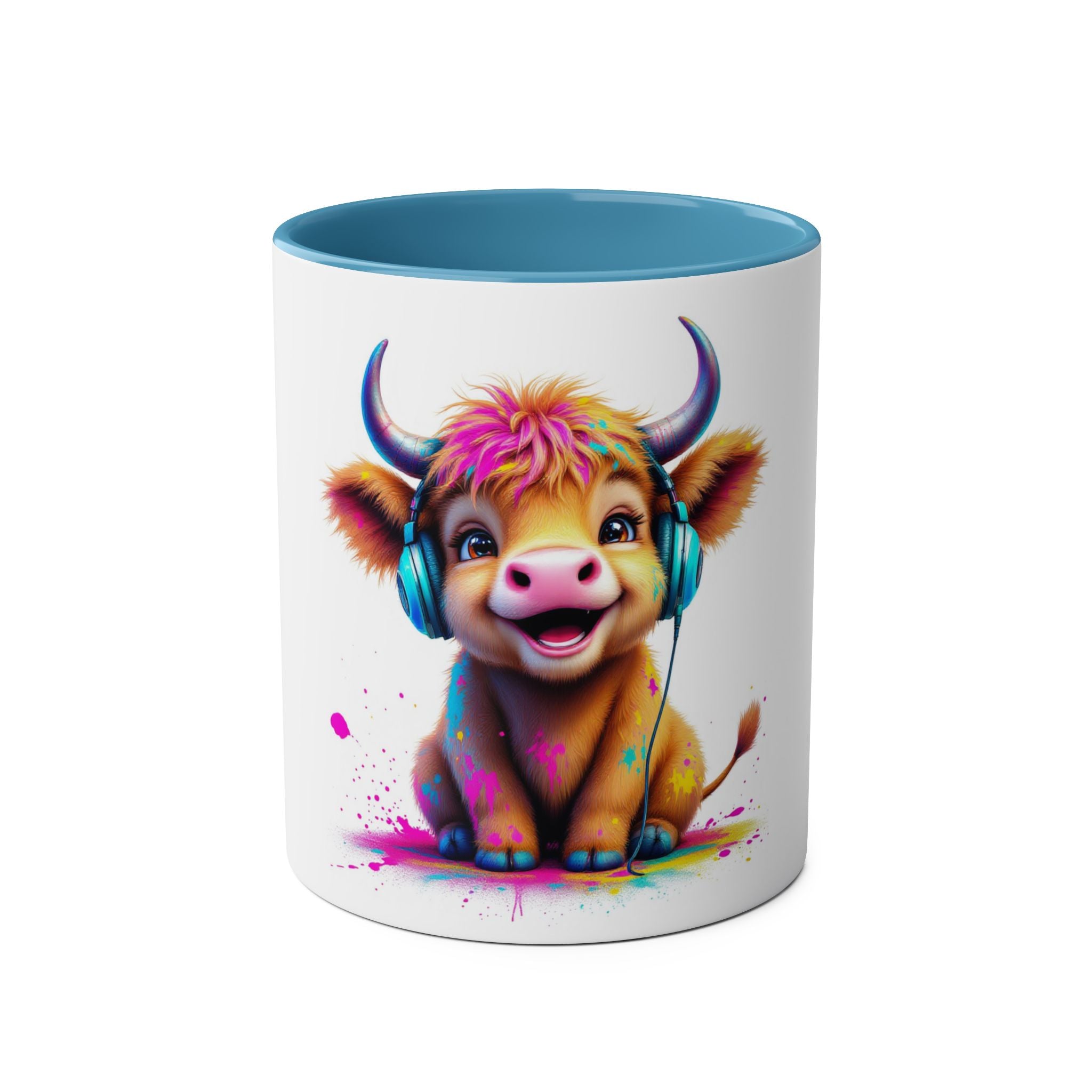 Playful Highland Cow Mug, Cute Coffee Cup for Animal Lovers, Gift for Birthdays, Cow Decor, Fun Kitchenware, Colorful Drinkware