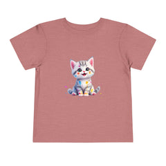 Cute Cat Toddler Tee - Whimsical Graphic Short Sleeve Shirt for Kids