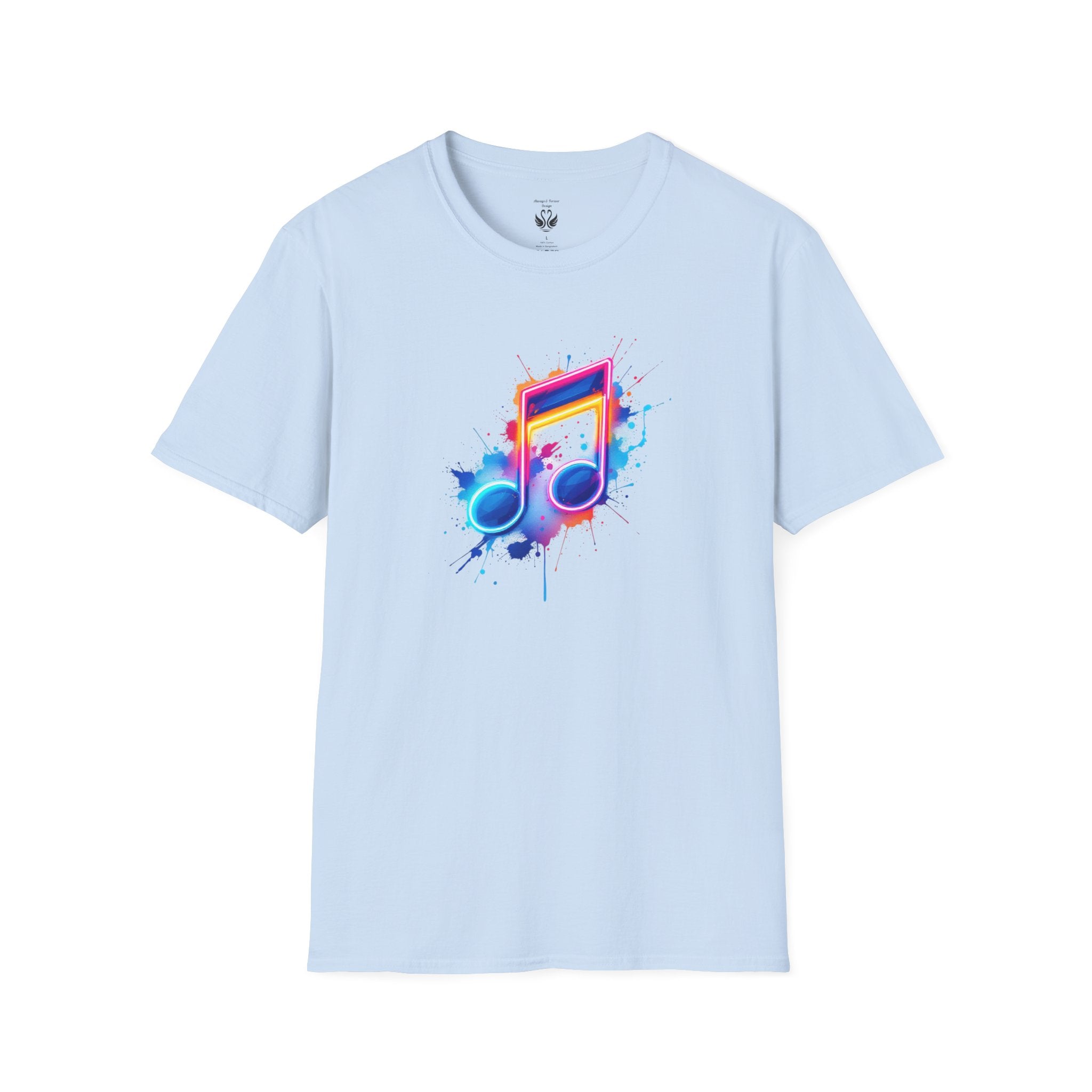 Musical Splash Unisex Softstyle T-Shirt | Gift for Music Lovers, Vibrant Art Tee, Trendy Music Shirt, Birthday Gift, Concert Wear