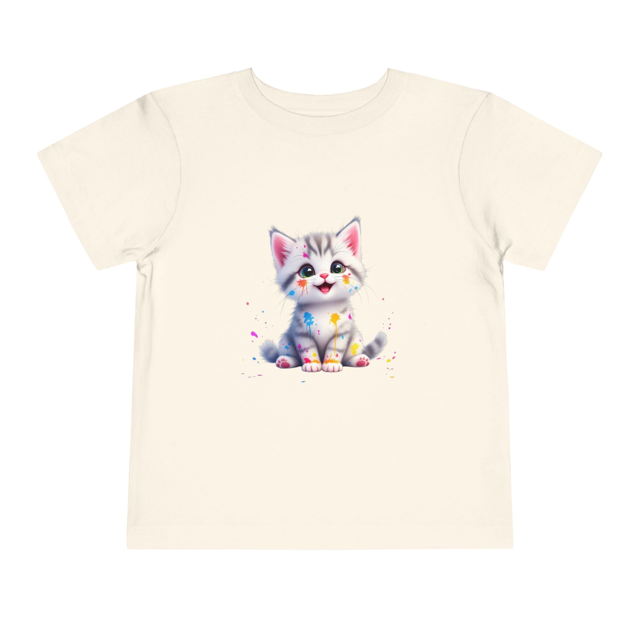Cute Cat Toddler Tee - Whimsical Graphic Short Sleeve Shirt for Kids