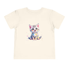 Cute Cat Toddler Tee - Whimsical Graphic Short Sleeve Shirt for Kids