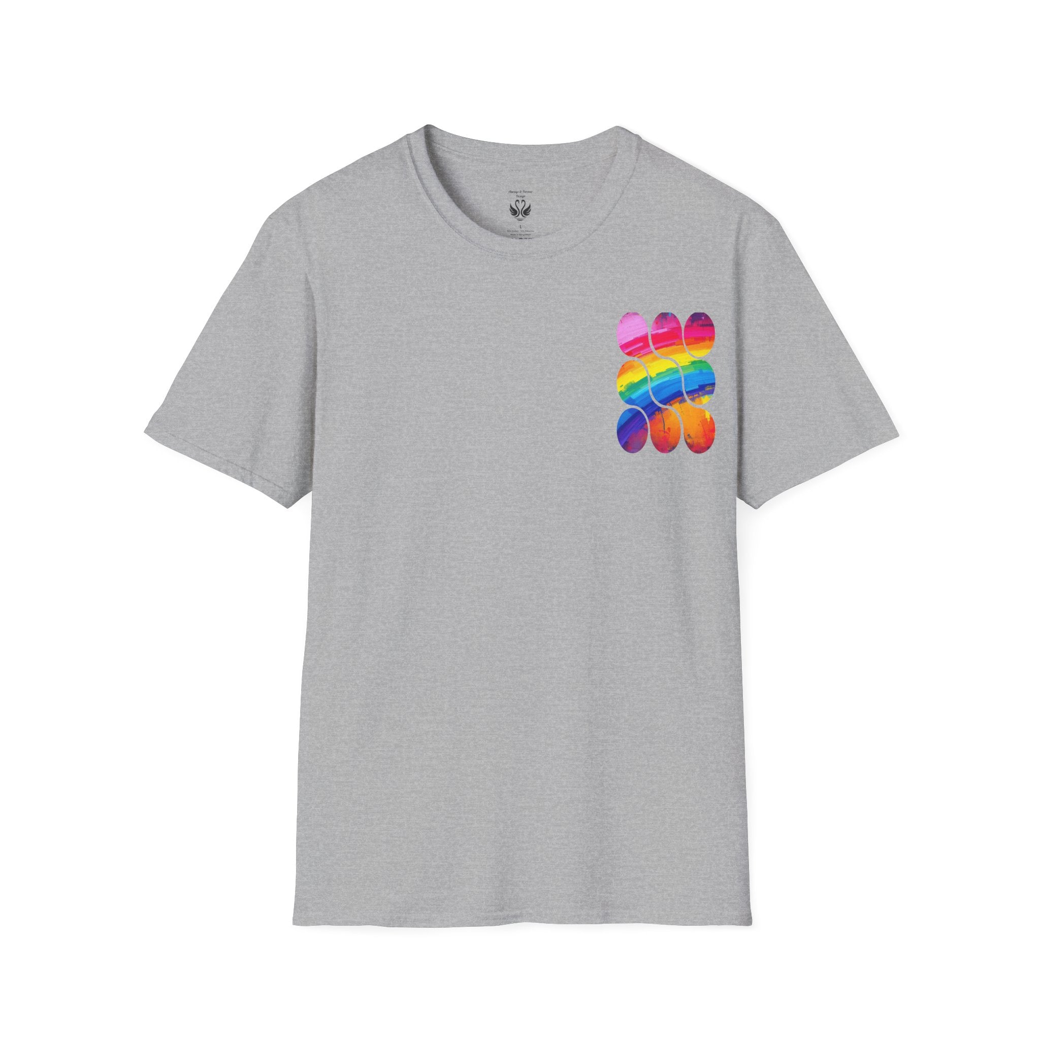 Vibrant Rainbow Softstyle T-Shirt, Unisex Pride Tee, LGBTQ+ Apparel, Colorful Casual Wear, Summer Festival Shirt