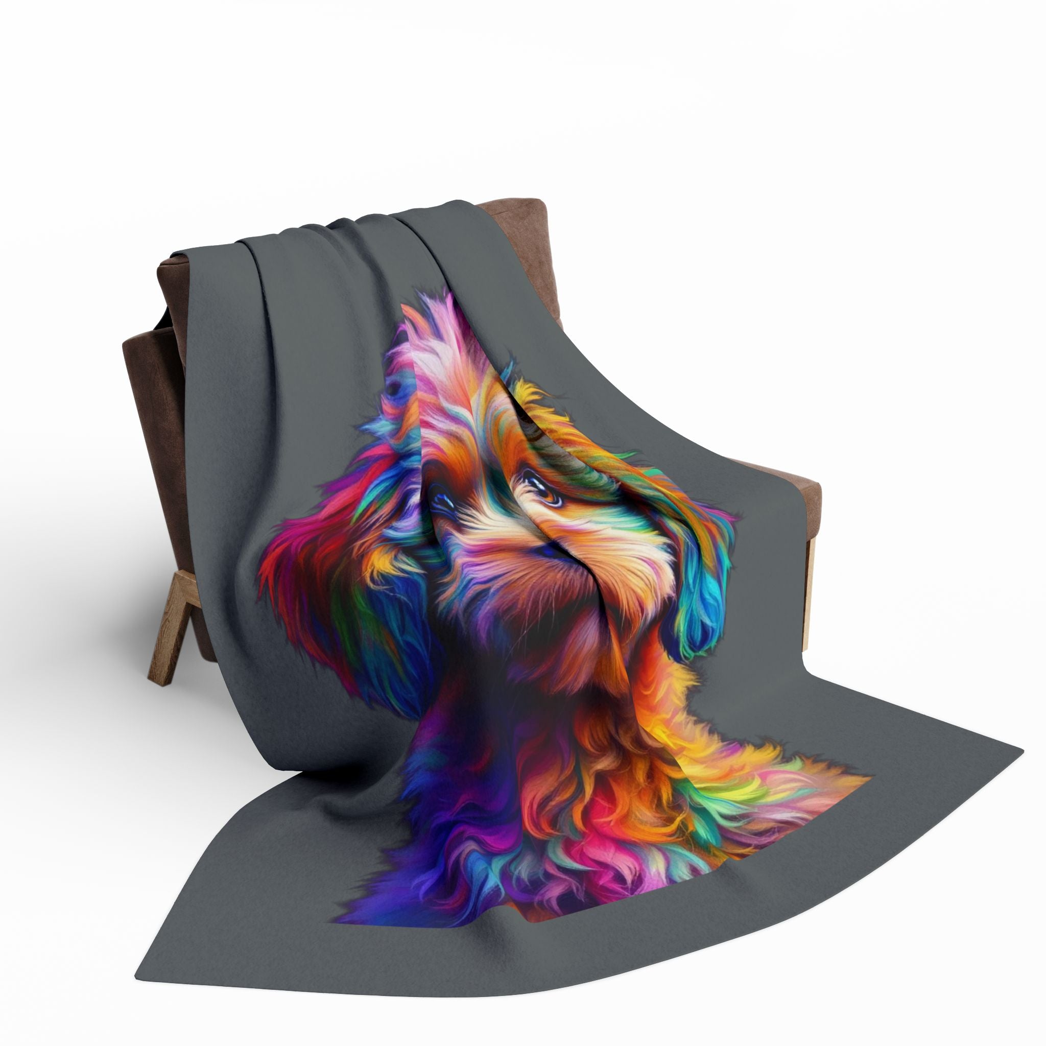 Colorful Puppy Arctic Fleece Blanket, Pet Lover Gift, Cozy Dog Decor, Vibrant Throw for Home, Personalized Pet Throw