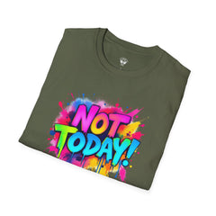 Colorful 'Not Today' Unisex Softstyle T-Shirt, Casual Tee, Statement Shirt, Funny Gift, Everyday Wear, Graphic Print Shirt