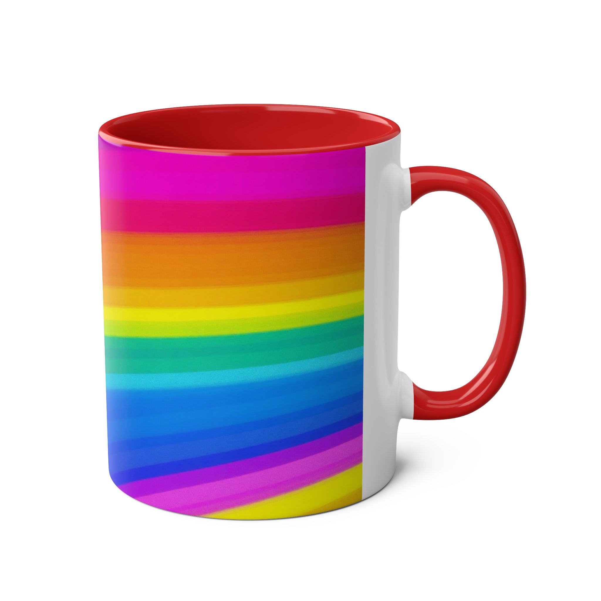 Vibrant Rainbow Two-Tone Coffee Mug - 11oz Colorful Drinkware