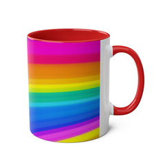 Vibrant Rainbow Two-Tone Coffee Mug - 11oz Colorful Drinkware