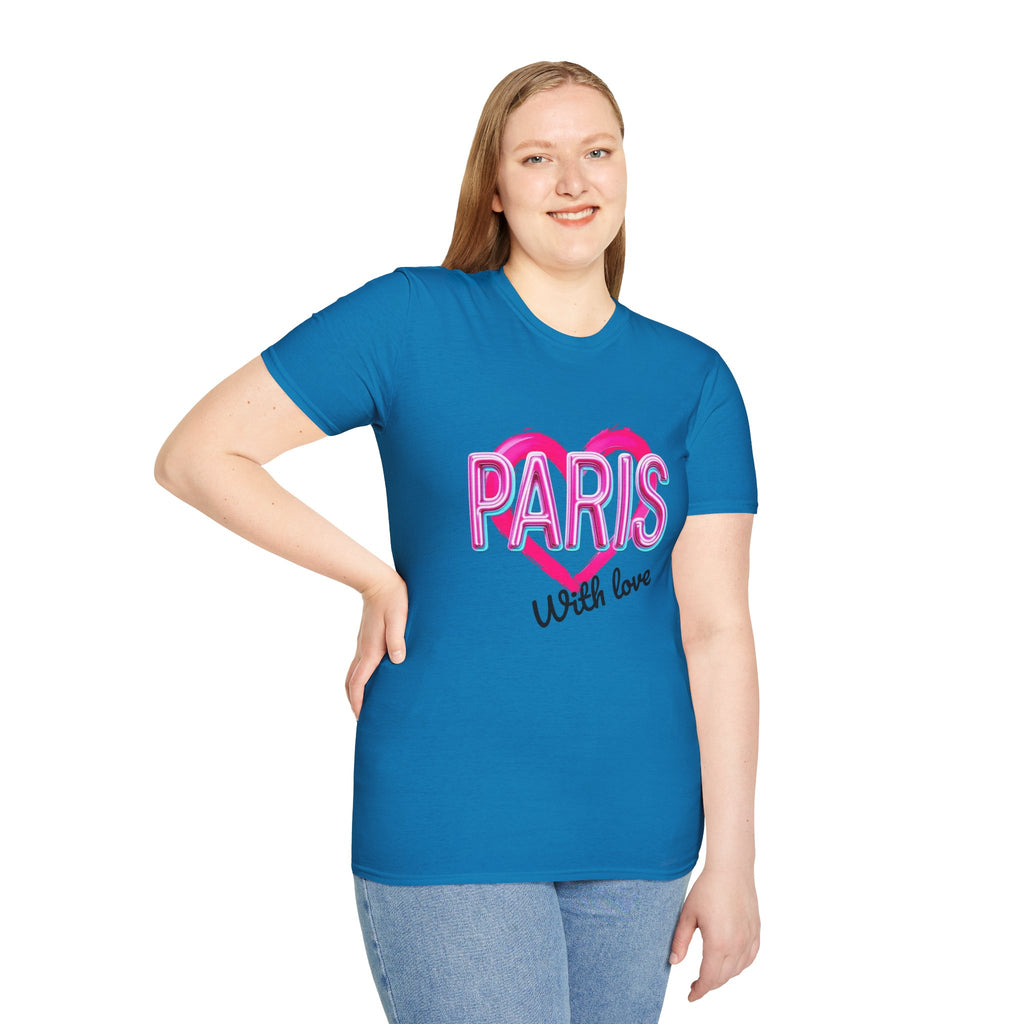 Paris with Love Unisex T-Shirt, Trendy Graphic Tee, Fashionable Gift, Casual Wear, Travel Souvenir, Unique Statement Shirt