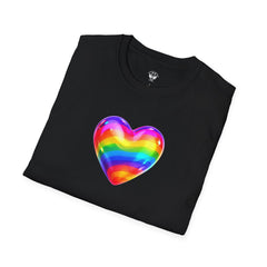 Rainbow Heart Unisex Softstyle T-Shirt, LGBTQ+ Pride Shirt, Colorful Heart Tee, Love Wins Tee, Gift for Him/Her