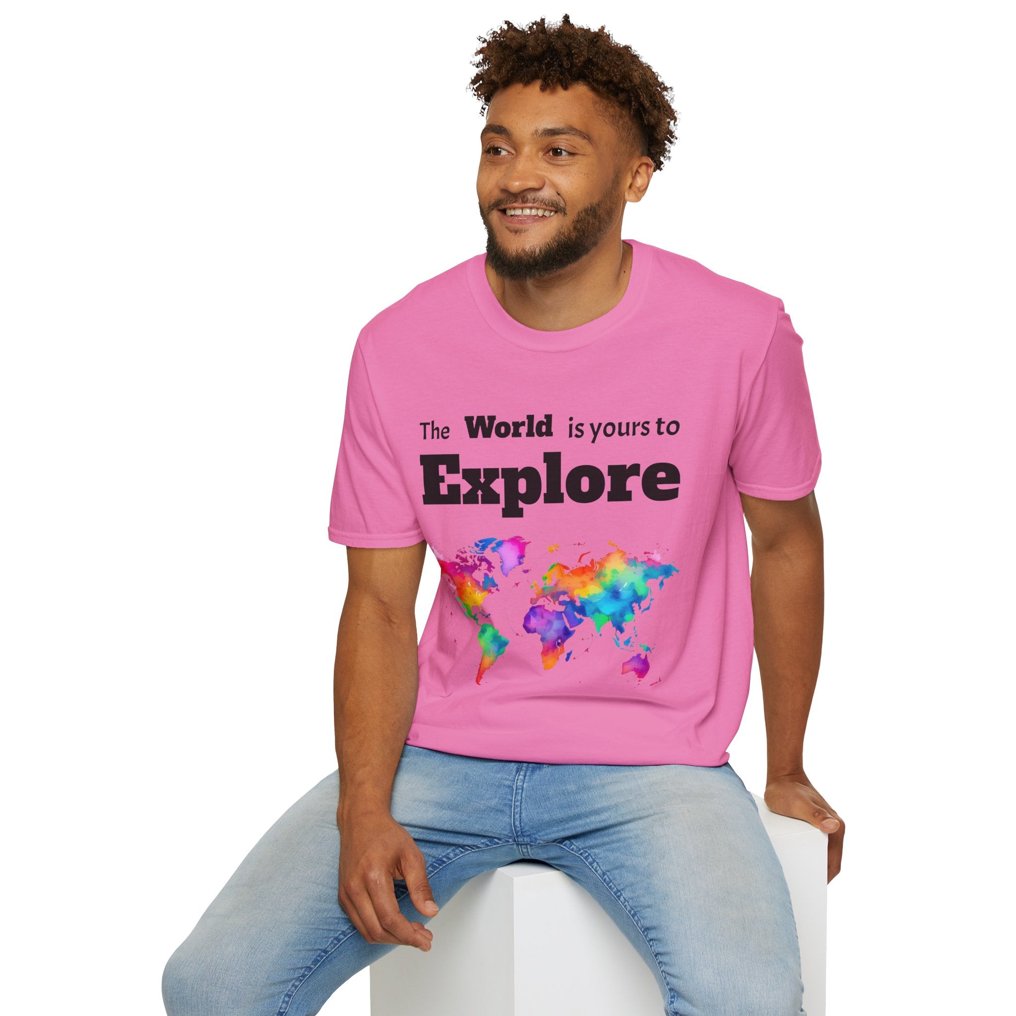 Explore the World Unisex T-Shirt | Adventure Shirt, Travel Tee, Gift for Explorers, Colorful World Map Top, Wanderlust Fashion