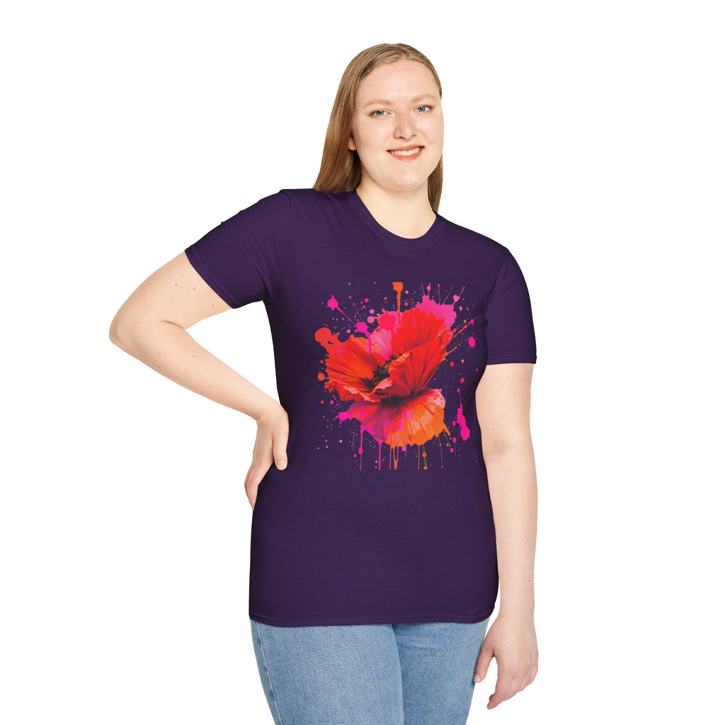 Vibrant Poppy Unisex T-Shirt, Colorful Art Tee, Summer Fashion, Gift for Nature Lovers, Casual Wear, Statement Piece