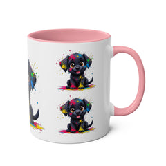 Colorful Puppy Two-Tone Coffee Mug | Cute Dog Lover Gift | Pet-Themed Kitchenware | Birthday Mug | Vibrant Print