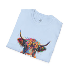 Highland Cow Graphic T-Shirt, Fun Farm Animal Tee, Cute Gift for Cow Lovers, Unisex Softstyle Shirt for Casual Wear