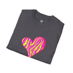 Pink Zebra Heart Unisex T-Shirt, Custom Love Shirt, Casual Wear, Gift for Her, Trendy Summer Tee