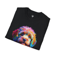 Colorful Puppy Art T-Shirt, Animal Lover Gift, Pet Owner Apparel, Fun Fashion for Dog Lovers, Unique Graphic Tee