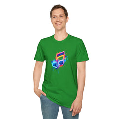Musical Splash Unisex Softstyle T-Shirt | Gift for Music Lovers, Vibrant Art Tee, Trendy Music Shirt, Birthday Gift, Concert Wear