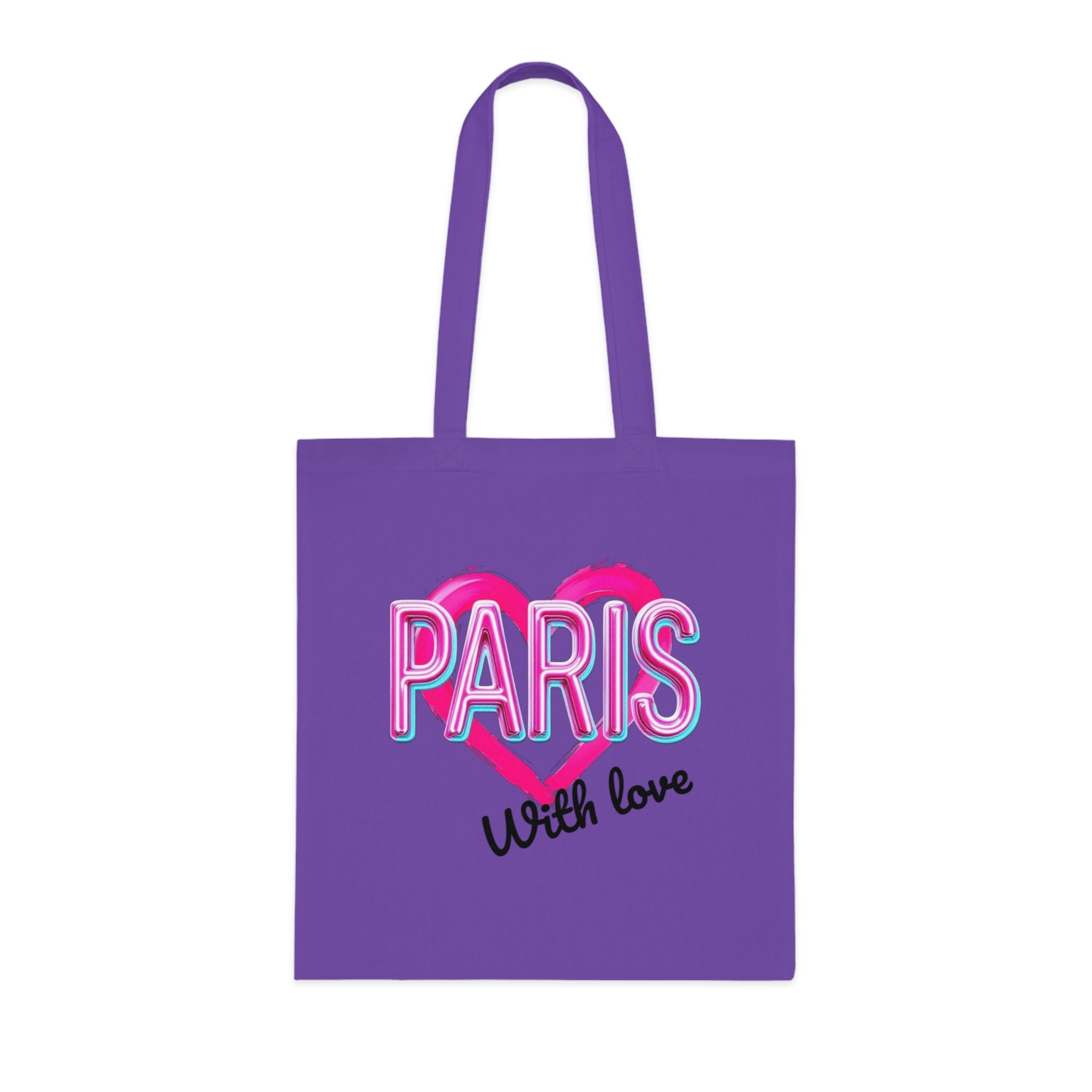 Paris With Love Cotton Tote Bag | Eco-Friendly Shopping Bag, Reusable Grocery Bag, Gift for Travelers, Lightweight Tote