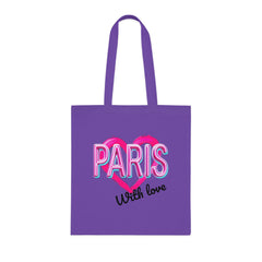 Paris With Love Cotton Tote Bag | Eco-Friendly Shopping Bag, Reusable Grocery Bag, Gift for Travelers, Lightweight Tote