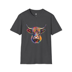Highland Cow Graphic T-Shirt, Fun Farm Animal Tee, Cute Gift for Cow Lovers, Unisex Softstyle Shirt for Casual Wear