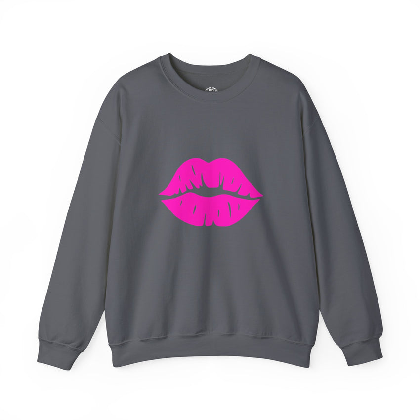 Kiss Mark Crewneck Sweatshirt - Cute Fashion for Her, Cozy Gift Idea, Valentine's Day, Overall Style, Relaxed Fit