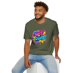 Colorful 'Not Today' Unisex Softstyle T-Shirt, Casual Tee, Statement Shirt, Funny Gift, Everyday Wear, Graphic Print Shirt