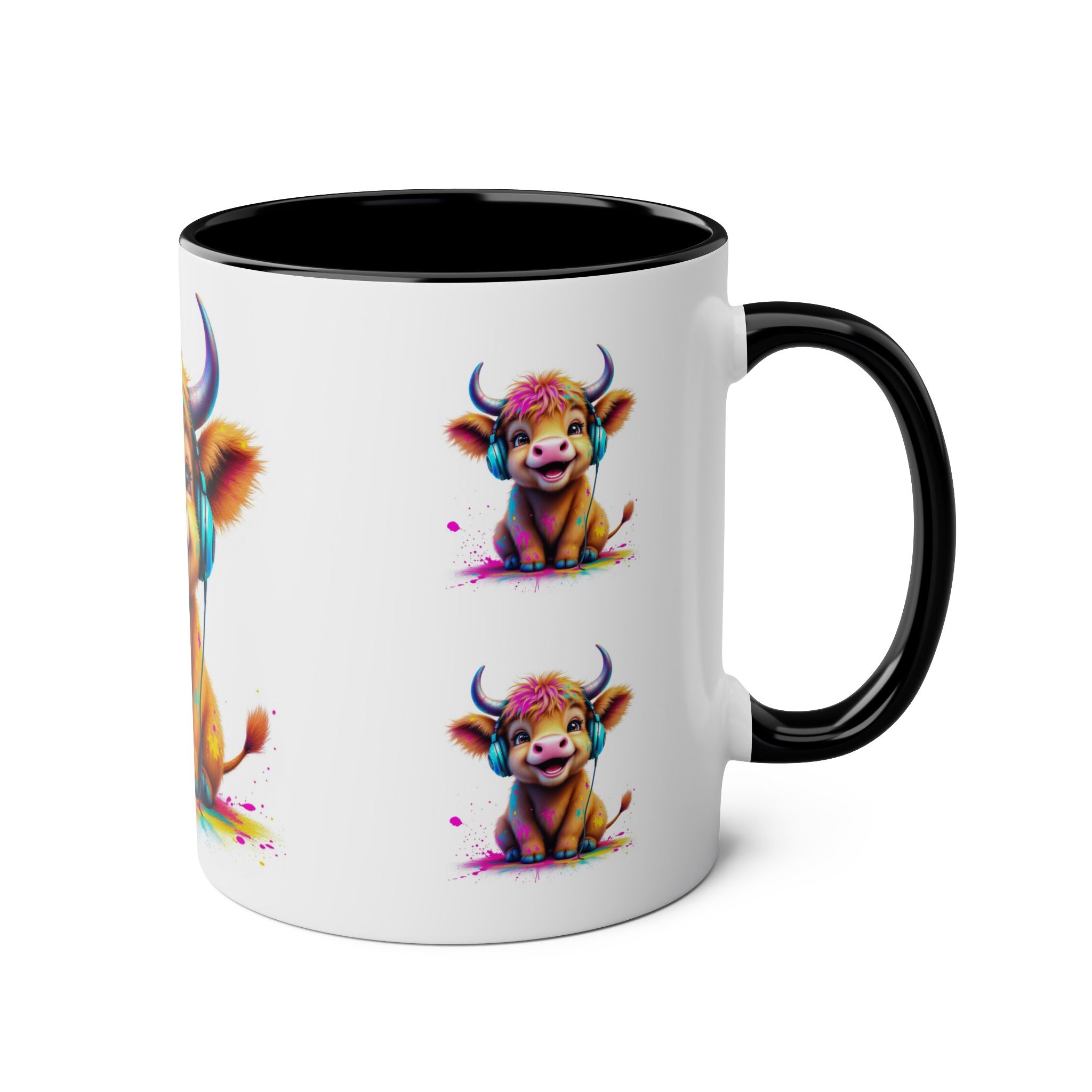 Playful Highland Cow Mug, Cute Coffee Cup for Animal Lovers, Gift for Birthdays, Cow Decor, Fun Kitchenware, Colorful Drinkware