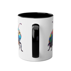 Colorful Beetle Two-Tone Coffee Mug - 11oz Fun and Whimsical Design