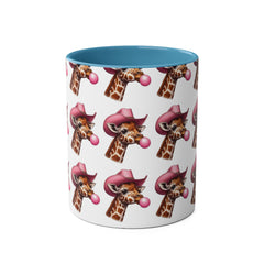 Fun Giraffe Coffee Mug, Whimsical Cup, Red Two-Tone Mug, Cute Gifts, Animal Lover Drinkware, Perfect for Birthdays, Unique Kitchen Decor