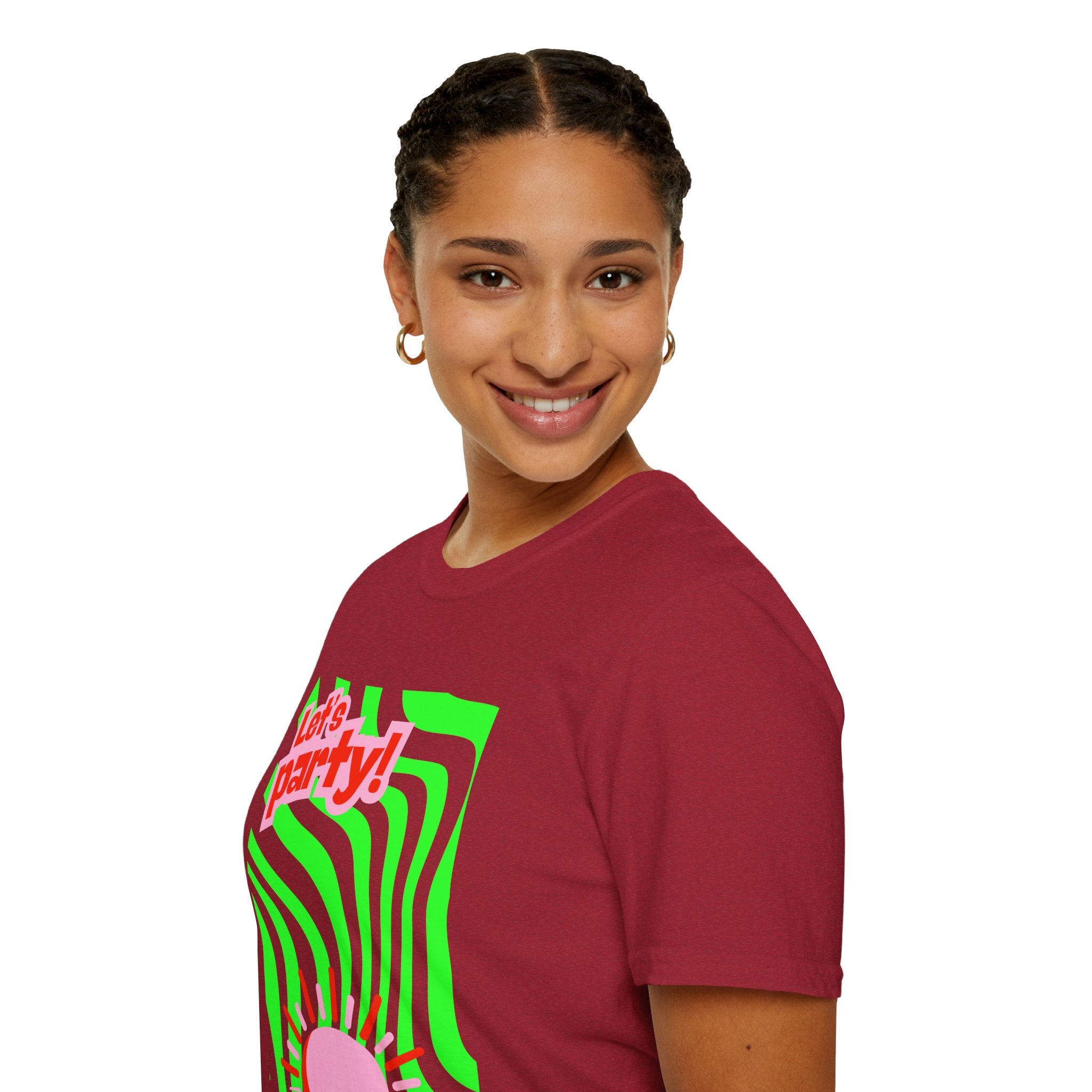 Let's Party Unisex Softstyle T-Shirt, Vibrant Summer Tee, Fun Graphic Shirt, Casual Wear, Birthday Gift, Festival Fashion