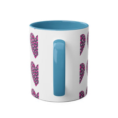 Pink Leopard Hearts Two-Tone Coffee Mug - 11oz - Perfect for Valentine's Day and Gift Giving
