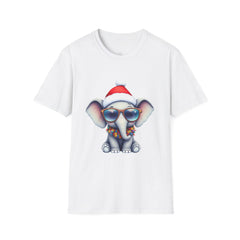 Cute Christmas Elephant T-Shirt, Unisex Holiday Tee, Fun Santa Shirt, Gift for Animal Lovers, Festive Apparel