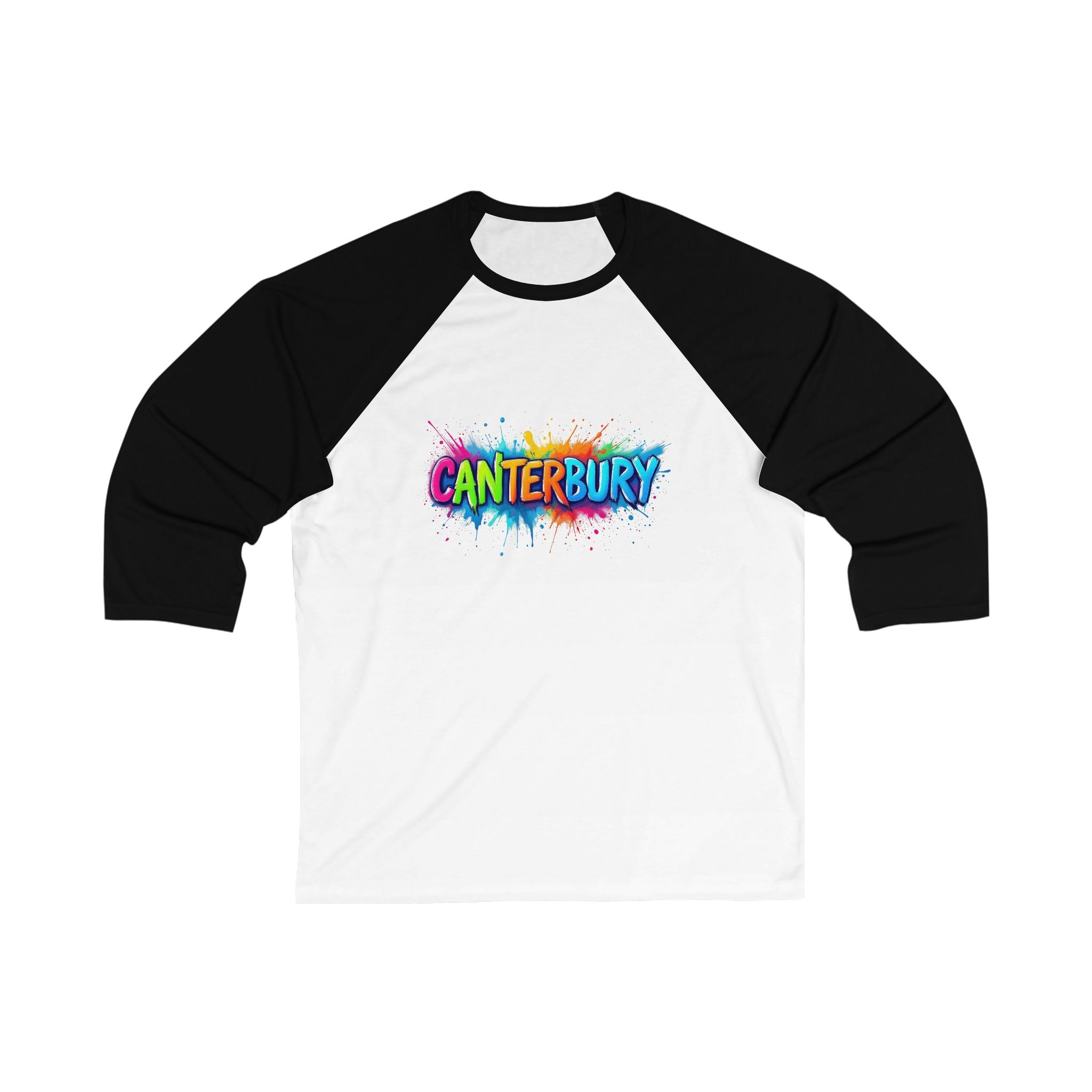 Canterbury Color Burst Unisex Baseball Tee, Sporty Shirt, Fun Casual Wear, Gift for Friends, Celebration Outfit, Holiday Apparel