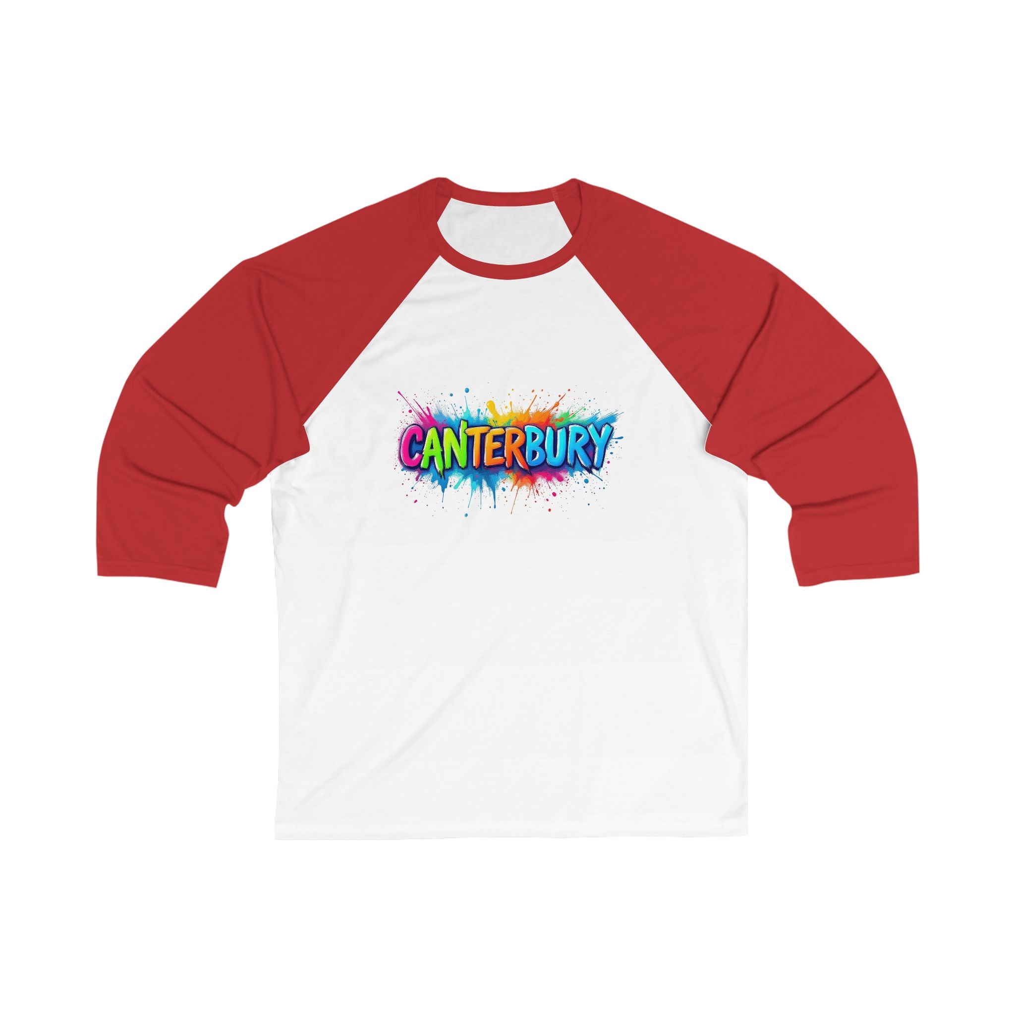 Canterbury Color Burst Unisex Baseball Tee, Sporty Shirt, Fun Casual Wear, Gift for Friends, Celebration Outfit, Holiday Apparel
