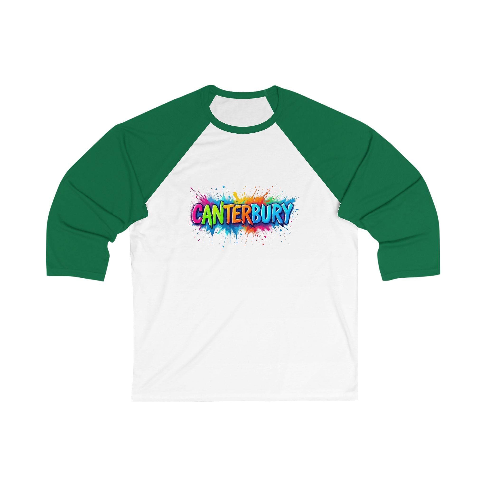 Canterbury Color Burst Unisex Baseball Tee, Sporty Shirt, Fun Casual Wear, Gift for Friends, Celebration Outfit, Holiday Apparel