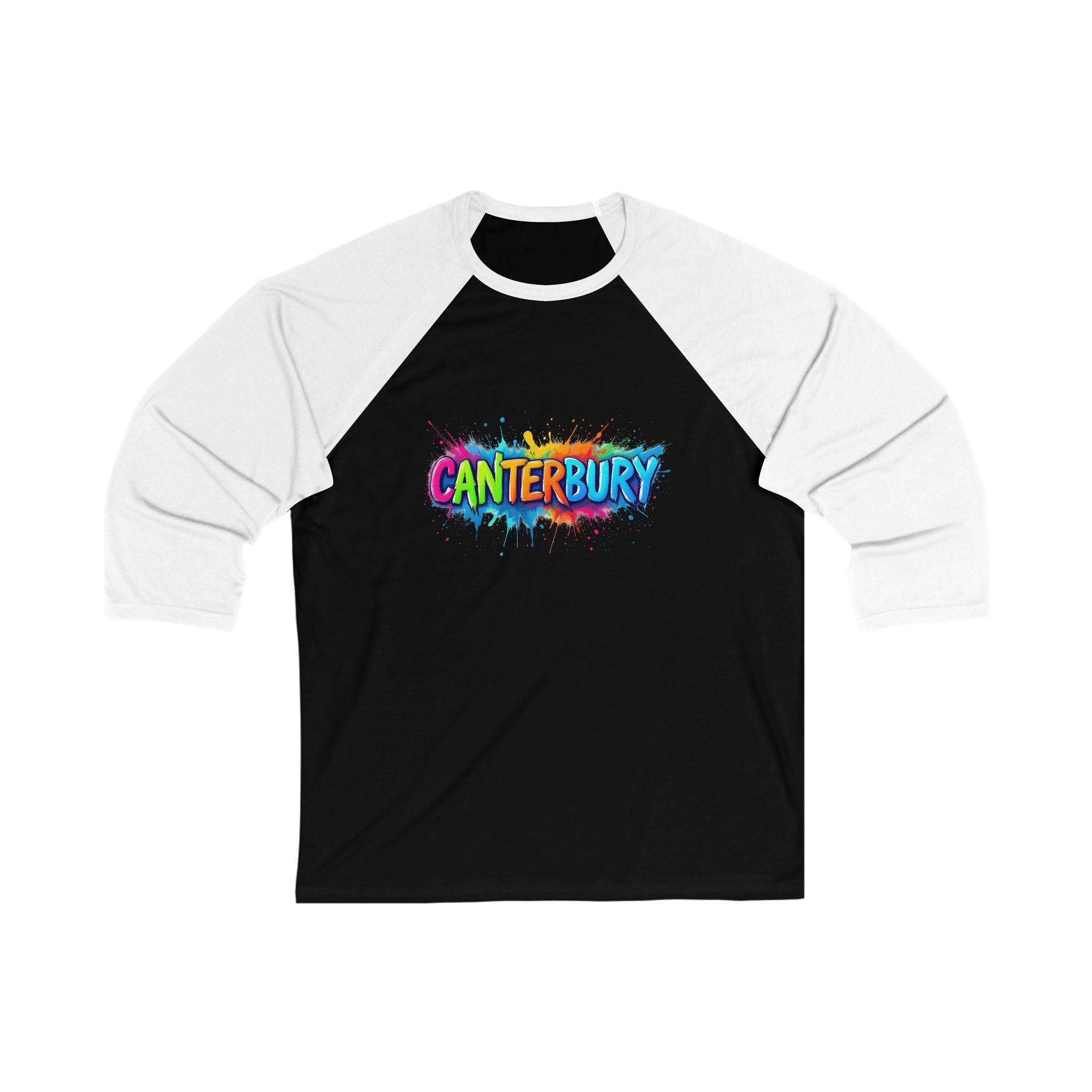 Canterbury Color Burst Unisex Baseball Tee, Sporty Shirt, Fun Casual Wear, Gift for Friends, Celebration Outfit, Holiday Apparel