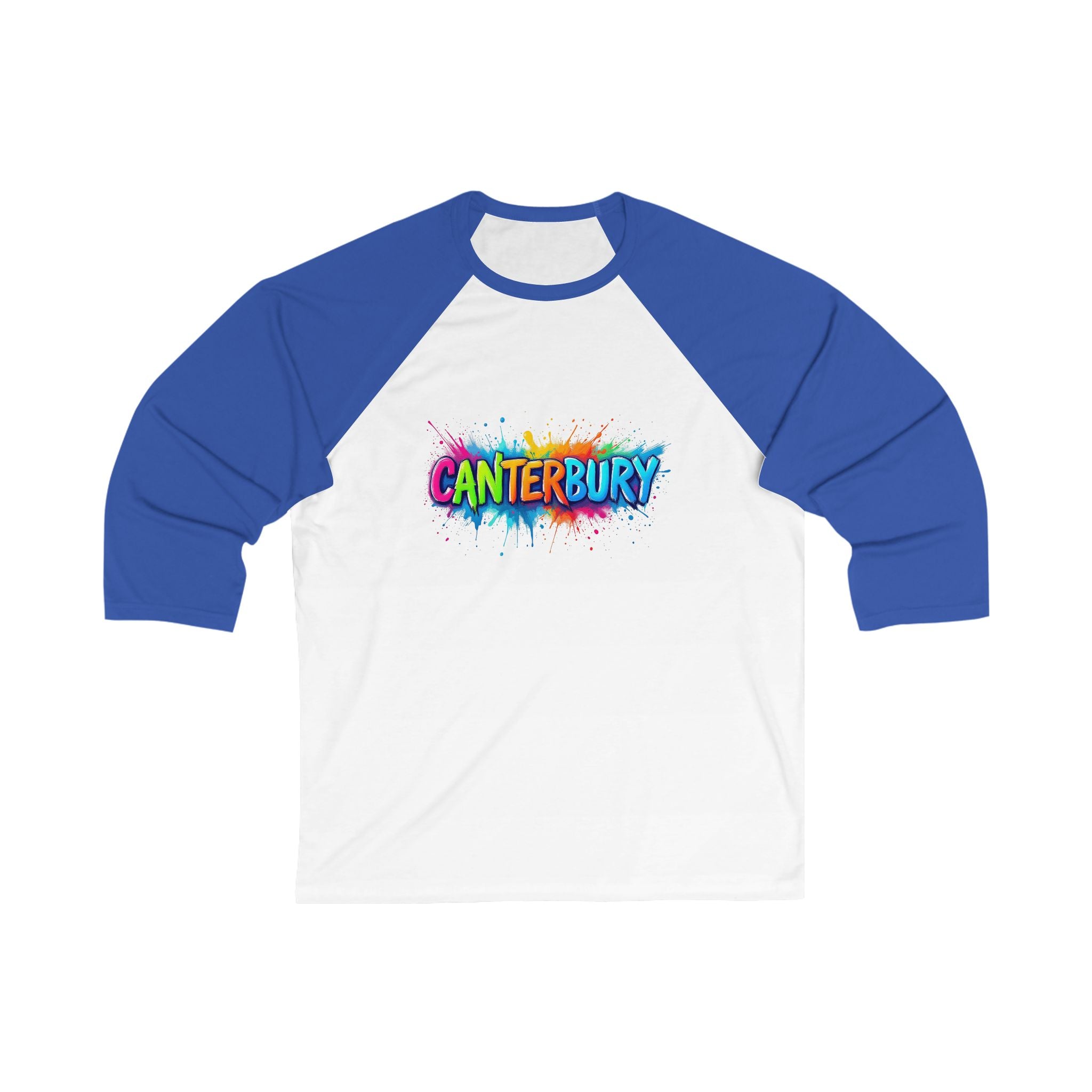 Canterbury Color Burst Unisex Baseball Tee, Sporty Shirt, Fun Casual Wear, Gift for Friends, Celebration Outfit, Holiday Apparel