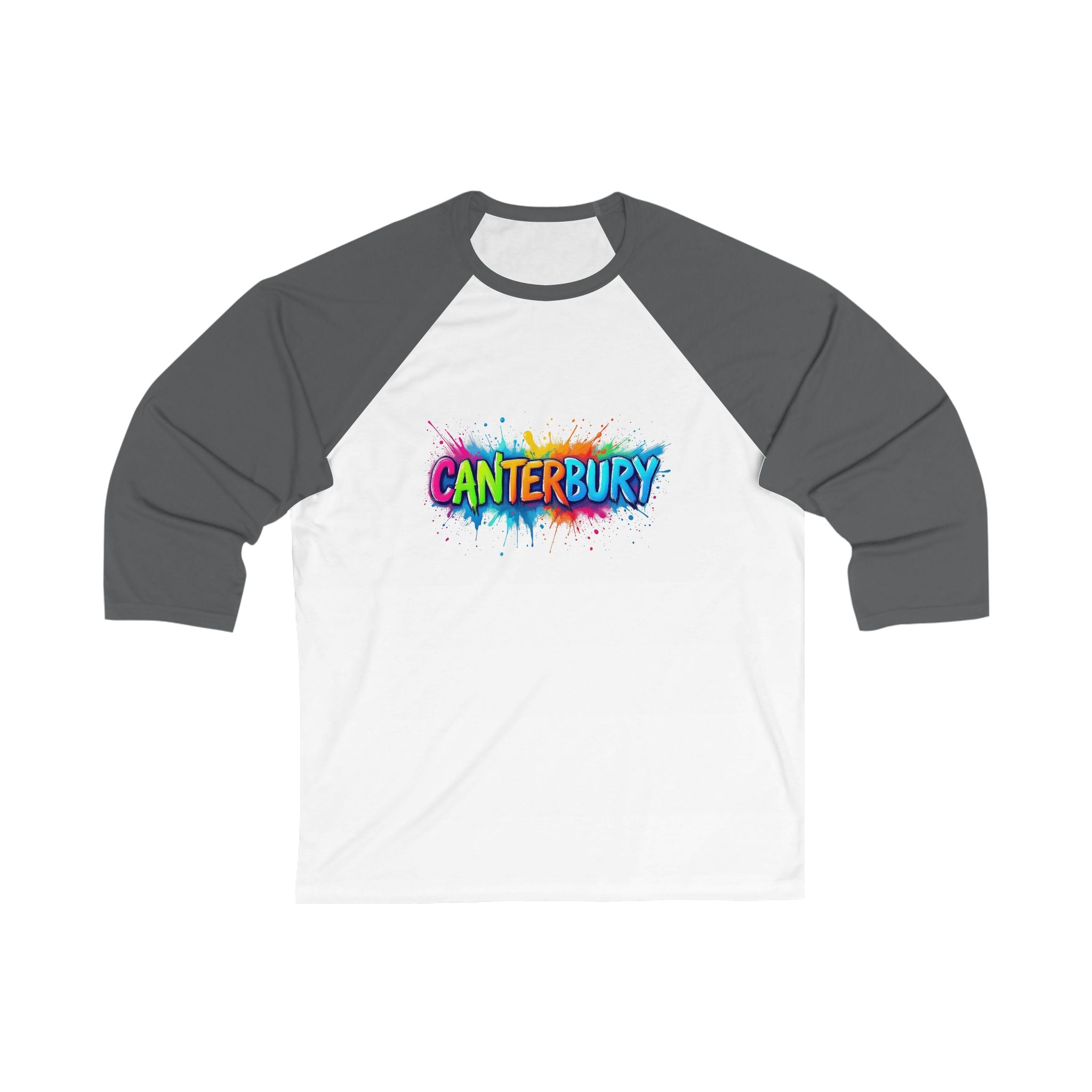 Canterbury Color Burst Unisex Baseball Tee, Sporty Shirt, Fun Casual Wear, Gift for Friends, Celebration Outfit, Holiday Apparel