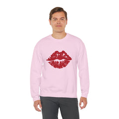 Romantic Lip Print Crewneck Sweatshirt | Perfect Gift for Her | Cozy Casual Wear, Valentine's Day, Birthday, Self-Care