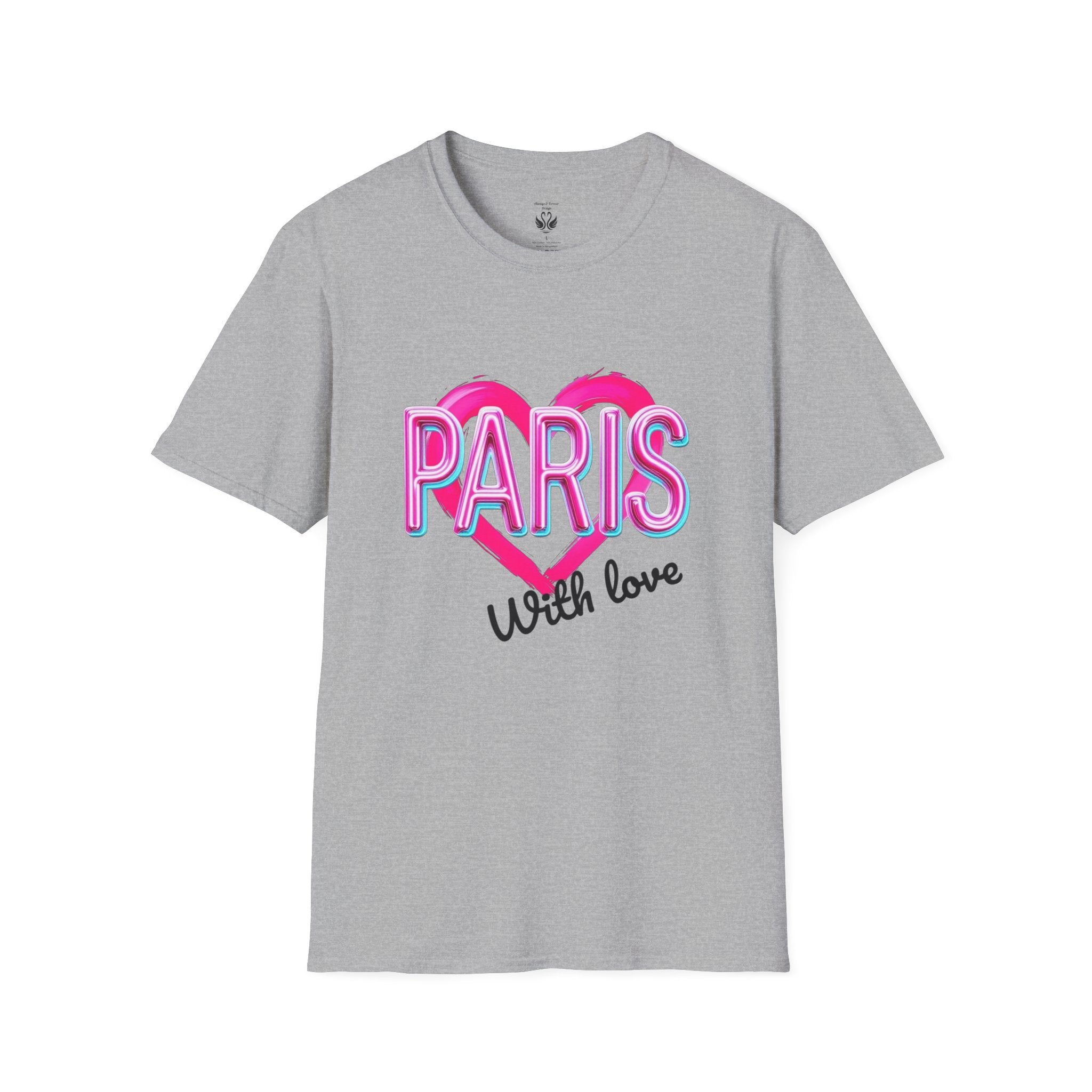 Paris with Love Unisex T-Shirt, Trendy Graphic Tee, Fashionable Gift, Casual Wear, Travel Souvenir, Unique Statement Shirt