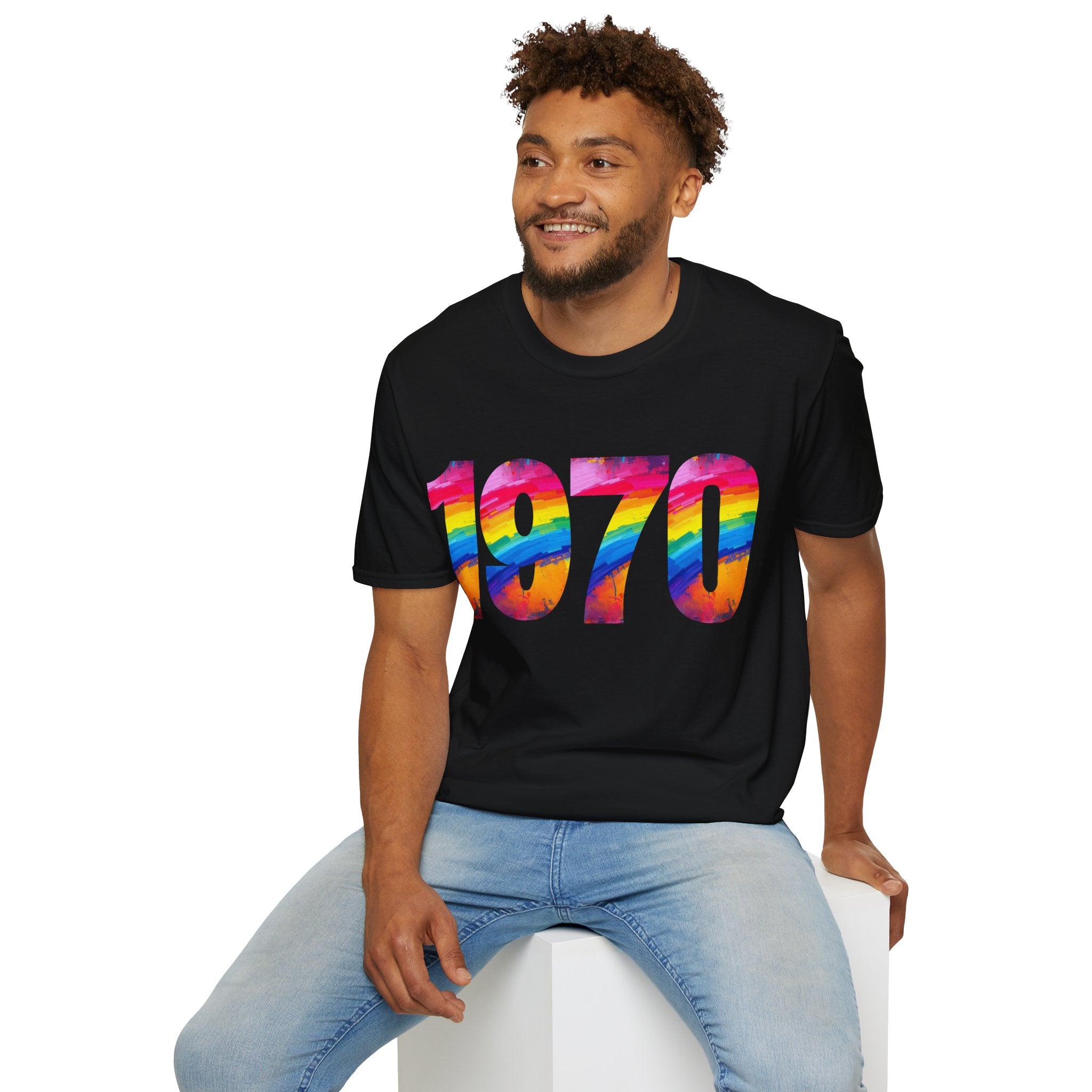 Retro 1970 Rainbow Unisex T-Shirt, Vintage Graphic Tee, LGBTQ Pride Apparel, Casual Streetwear, Gift Idea for Birthdays