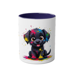 Colorful Puppy Two-Tone Coffee Mug | Cute Dog Lover Gift | Pet-Themed Kitchenware | Birthday Mug | Vibrant Print