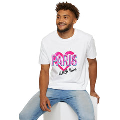 Paris with Love Unisex T-Shirt, Trendy Graphic Tee, Fashionable Gift, Casual Wear, Travel Souvenir, Unique Statement Shirt