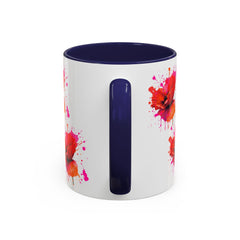 Vibrant Floral Accent Coffee Mug - Colorful Poppy Design - 11 & 15oz