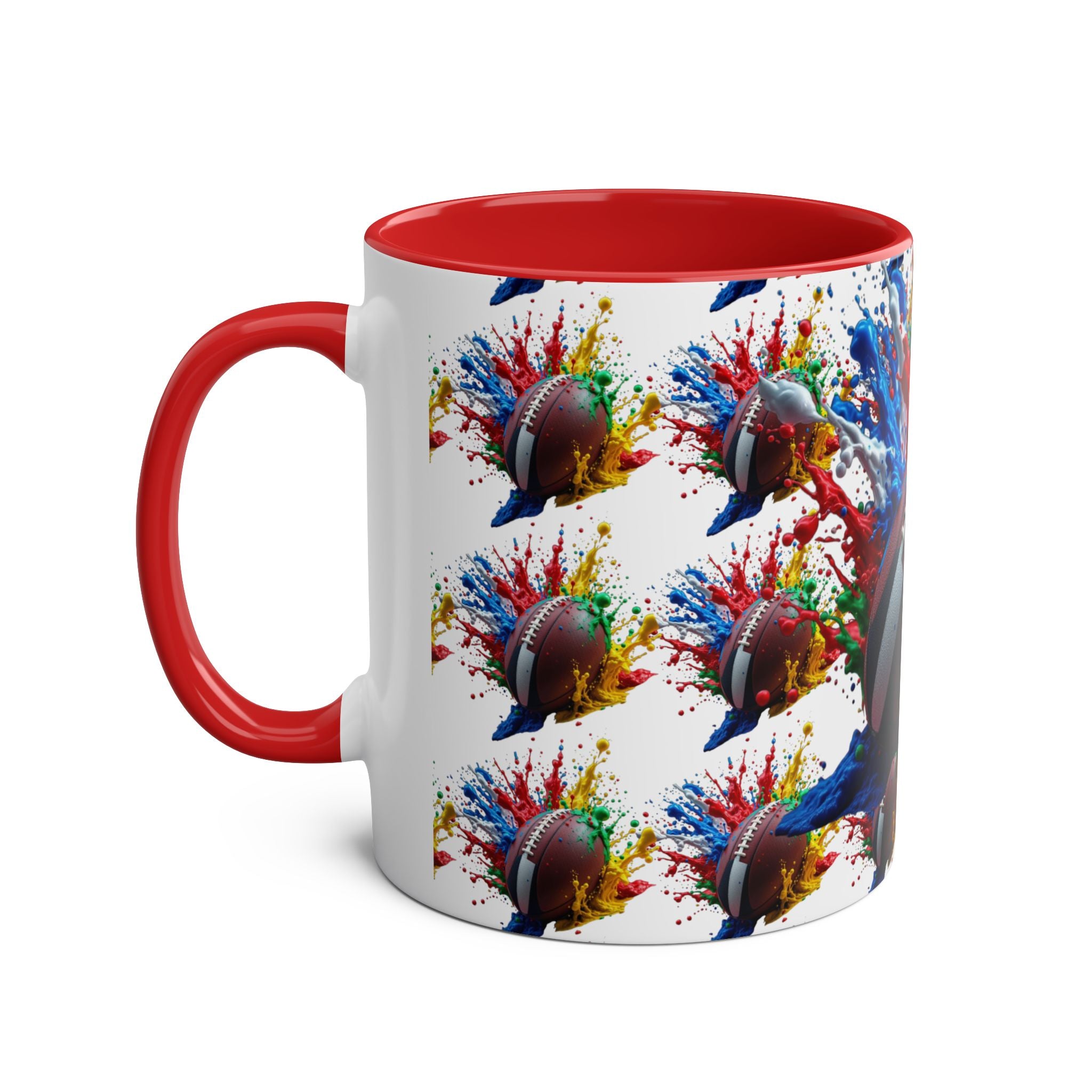 Vibrant Sports Coffee Mug, Colorful Football Design, Perfect Gift for Sports Fans, Game Day, Home Office, 11oz Two-Tone Mug