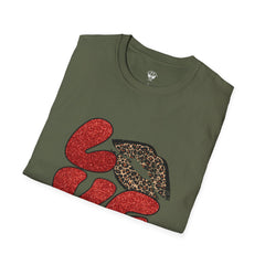 Leopard Love Graphic T-Shirt, Cute Valentine's Day Shirt, Casual Love Tee, Unisex Softstyle Top, Trendy Gift for Her