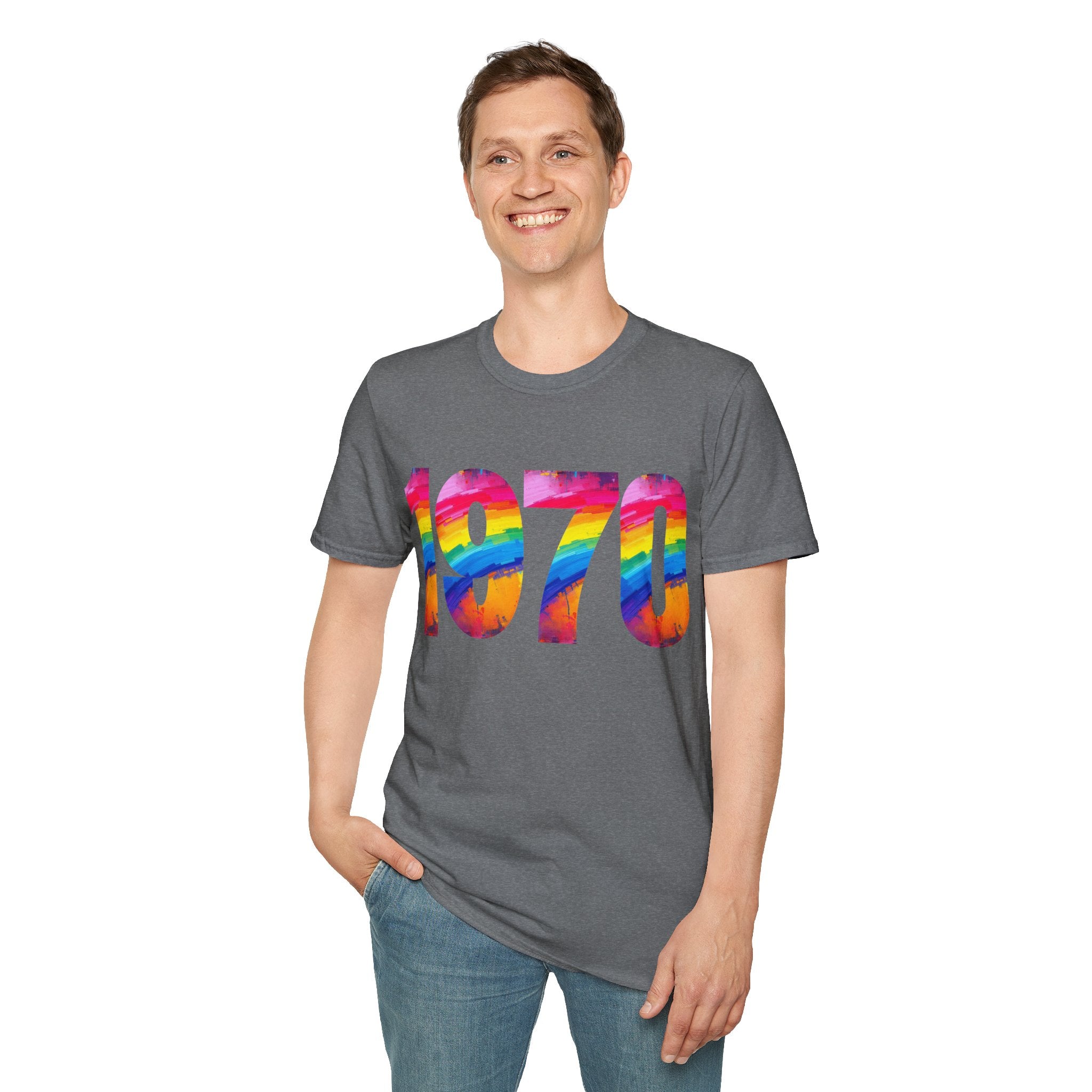 Retro 1970 Rainbow Unisex T-Shirt, Vintage Graphic Tee, LGBTQ Pride Apparel, Casual Streetwear, Gift Idea for Birthdays