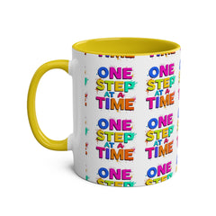 Motivational Two-Tone Coffee Mug - "One Step at a Time" - 11oz