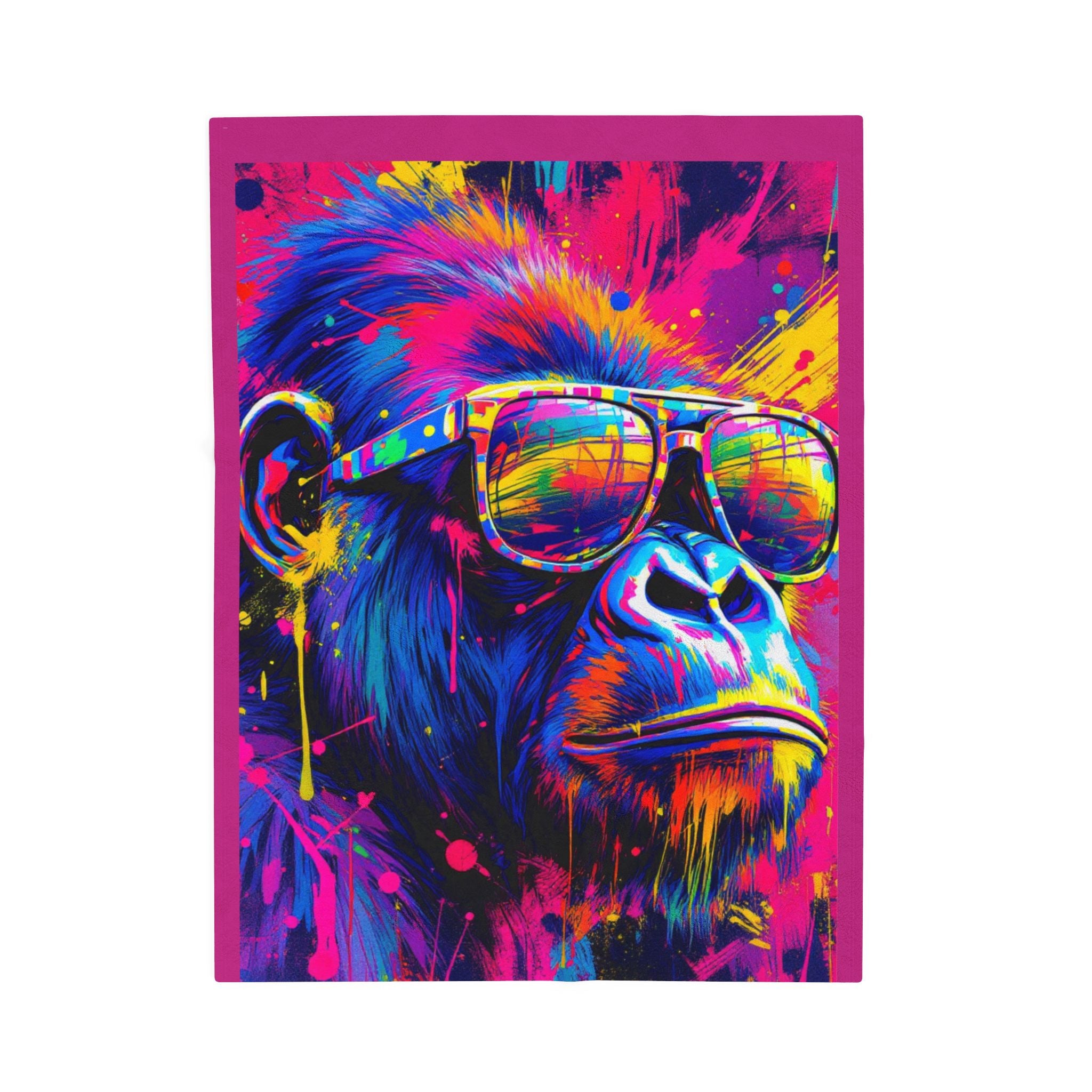 Colorful Gorilla Velveteen Plush Blanket - Cozy & Vibrant Home Decor
