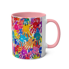 Vibrant Handprint Coffee Mug - 11oz Colorful Gift for Kids & Families
