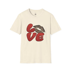 Leopard Love Graphic T-Shirt, Cute Valentine's Day Shirt, Casual Love Tee, Unisex Softstyle Top, Trendy Gift for Her