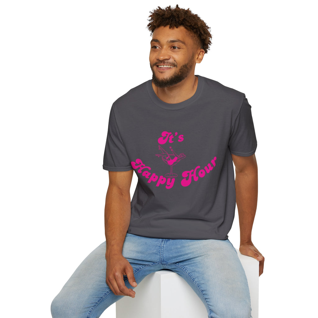 Happy Hour Unisex T-Shirt, Fun Cocktail Shirt, Gift for Party Lovers, Birthday Celebration Tee, Summer Party Outfit